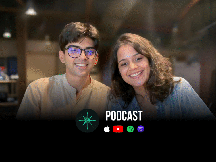 Thinkly Labs founders Sachi Gupta and Vedant Kunte showcasing North, their AI content system for founders